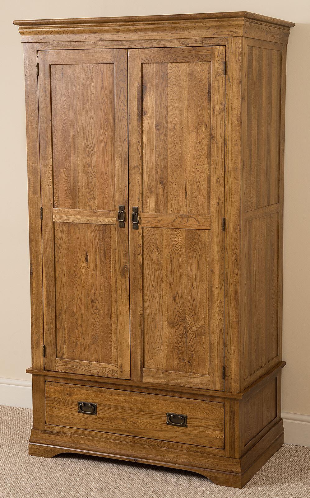 French Chateau Rustic Solid Oak Double Wardrobe Oak Furniture King