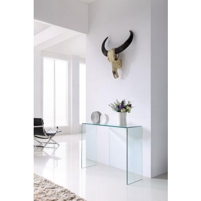 Crystal Large Curved Glass Console Table
