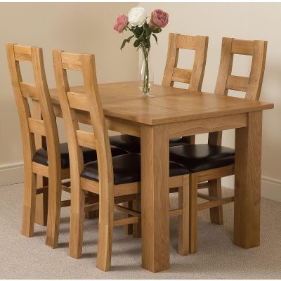 Hampton Dining Set With 6 Yale Chairs Oak Furniture King Hampton Dining Set With 6 Yale Chairs, Small Oak Extending Dining Table And Chairs