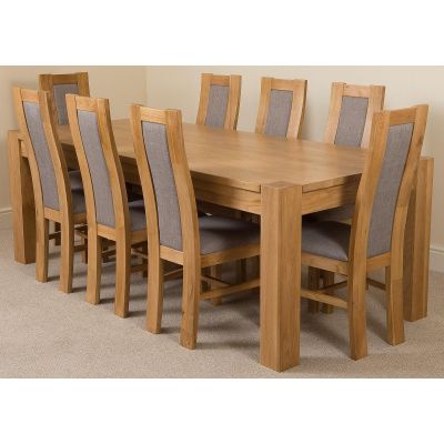 Kuba Extra Large Oak Dining Table with 8 Stanford Oak Chairs