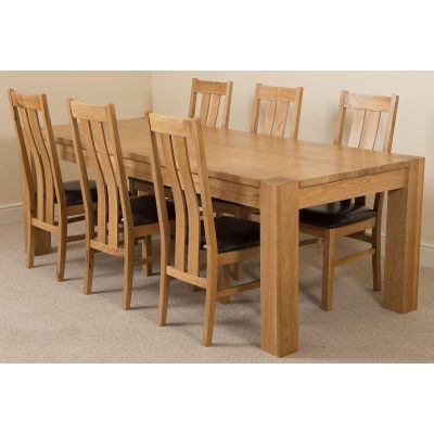 Kuba Extra Large Oak Dining Table with 6 Princeton Oak Chairs