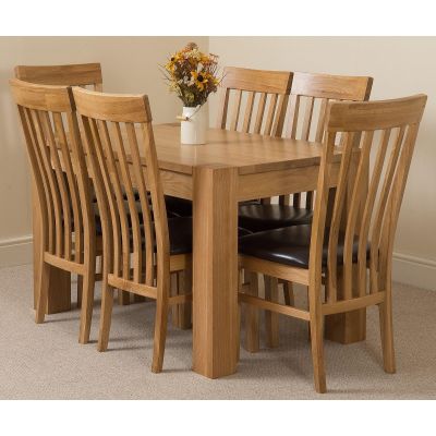 Kuba Small Oak Dining Table with 6 Harvard Oak Chairs