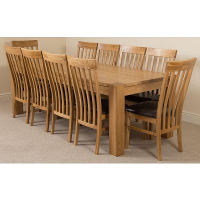 Kuba Extra Large Oak Dining Table with 10 Harvard Oak Chairs