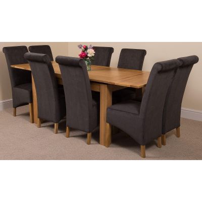 Richmond Medium Oak Extendable Dining Table with 8 Montana Black Fabric Chairs