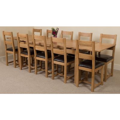 Richmond Large Oak Extending Dining Table with 10 Lincoln Oak Dining Chairs