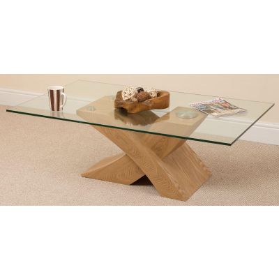 Milano Glass and Wood Coffee Table | Light Oak