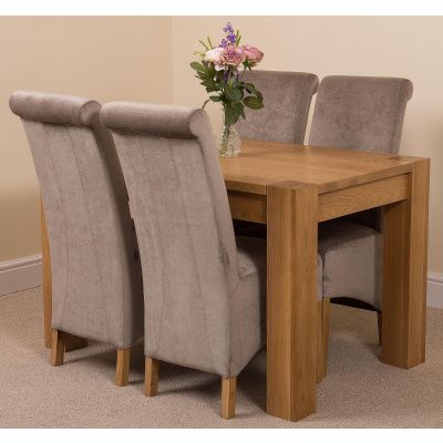 Kuba Small Oak Dining Table with 4 Grey Montana Fabric Chairs