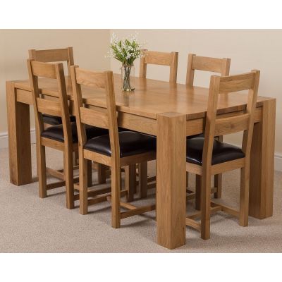 Kuba Large Oak Dining Table with 6 Lincoln Oak Chairs