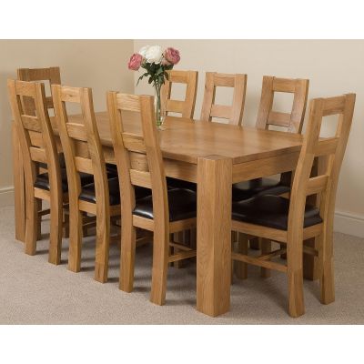 Kuba Large Oak Dining Table with 8 Yale Oak Chairs