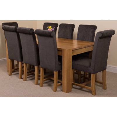Kuba Large Oak Dining Table with 8 Washington Black Fabric Chairs