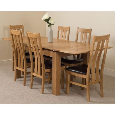 Richmond Medium Oak Extendable Dining Table with 6 Princeton Oak Dining Chairs