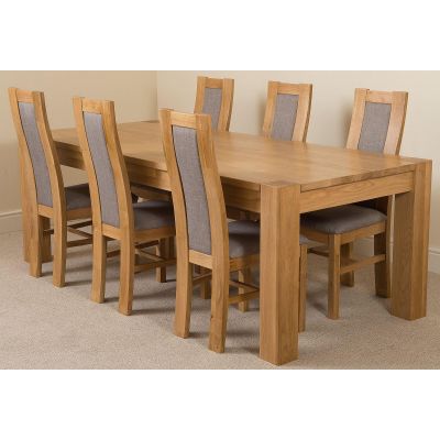 Kuba Extra Large Oak Dining Table with 6 Stanford Oak Chairs