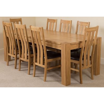 Kuba Extra Large Oak Dining Table with 8 Princeton Oak Chairs