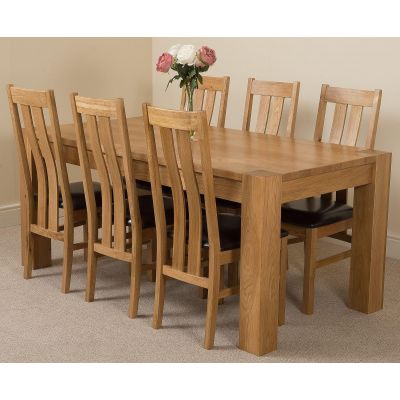 Kuba Large Oak Dining Table with 6 Princeton Oak Chairs