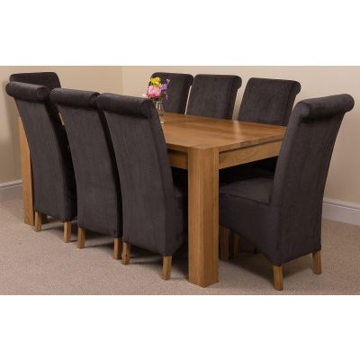 Kuba Large Oak Dining Table with 8 Montana Black Fabric Chairs