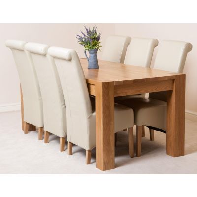 Kuba Large Oak Dining Table with 6 Montana Ivory Leather Chairs