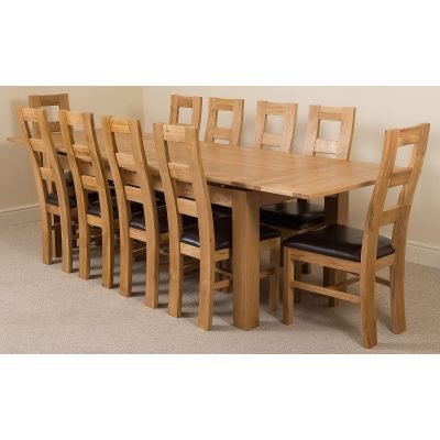 Richmond Large Oak Extending Dining Table with 10 Yale Oak Dining Chairs