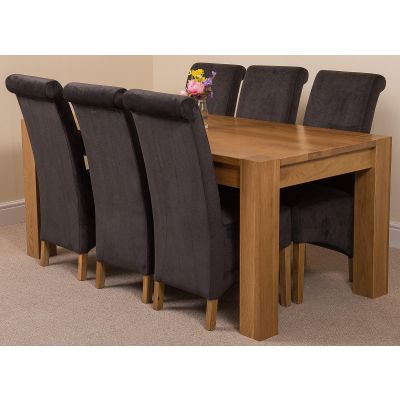 Kuba Large Oak Dining Table with 6 Montana Black Fabric Chairs