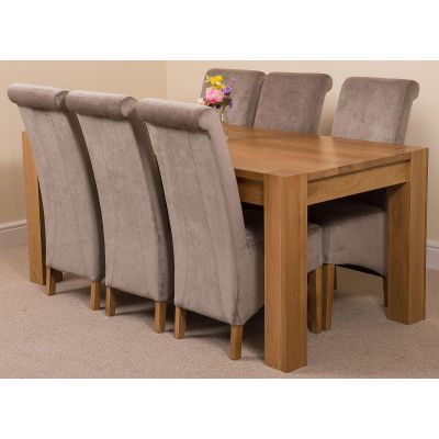 Kuba Large Oak Dining Table with 6 Montana Grey Fabric Chairs