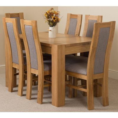 Kuba Small Oak Dining Table with 6 Stanford Oak Chairs