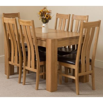 Kuba Small Oak Dining Table with 6 Princeton Oak Chairs
