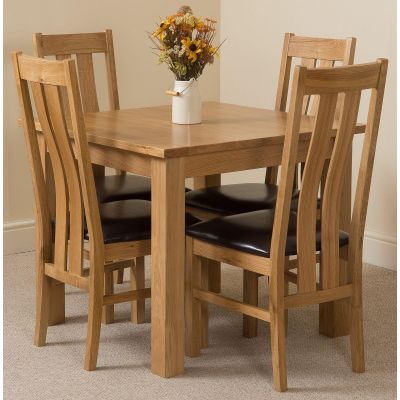 Oslo 90 x 90cm Small Square Oak Dining Set with 4 Princeton Oak Chairs