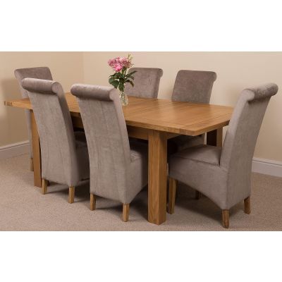 Seattle Oak Extending Dining Table and 6 Montana Grey Fabric Dining Chairs