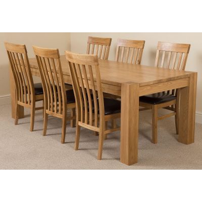 Kuba Extra Large Oak Dining Table with 6 Harvard Oak Chairs