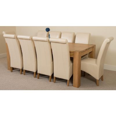 Kuba Extra Large Oak Dining Table with 10 Montana Ivory Leather Chairs