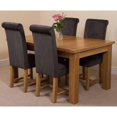 Seattle Oak Extending Dining Table and 4 Washington Dark Grey Fabric Dining Chairs