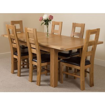 Seattle Oak Extending Dining Table and 6 Yale Oak Dining Chairs