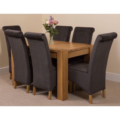 Kuba Small Oak Dining Table with 6 Montana Black Fabric Chairs