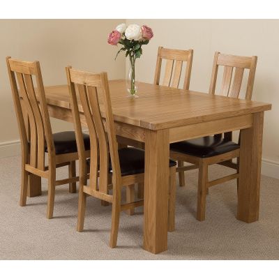 Seattle Oak Extending Dining Table and 4 Princeton Oak Dining Chairs