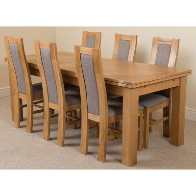Richmond Large Oak Extending Dining Table with 6 Stanford Oak Dining Chairs