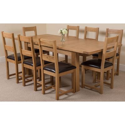 Seattle Oak Extending Dining Table and 8 Lincoln Oak Dining Chairs