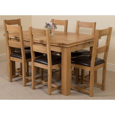 Richmond Medium Oak Extendable Dining Table with 6 Lincoln Oak Dining Chairs