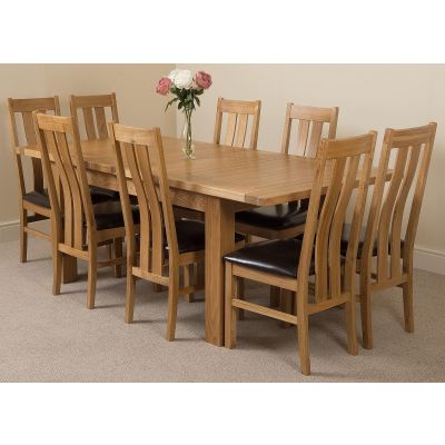 Seattle Oak Extending Dining Table and 8 Princeton Oak Dining Chairs