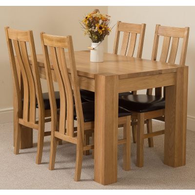 Kuba Small Oak Dining Table with 4 Princeton Oak Chairs