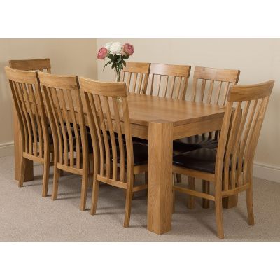 Kuba Large Oak Dining Table with 8 Harvard Oak Chairs