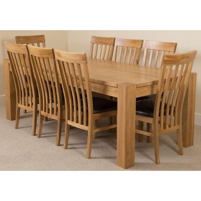Kuba Extra Large Oak Dining Table with 8 Harvard Oak Chairs