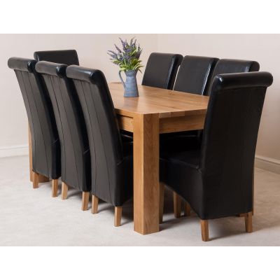 Kuba Large Oak Dining Table with 8 Montana Black Leather Chairs