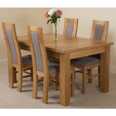 Seattle Oak Extending Dining Table and 4 Stanford Oak Dining Chairs