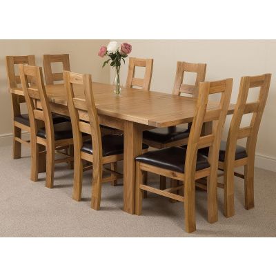 Seattle Oak Extending Dining Table and 8 Yale Oak Dining Chairs