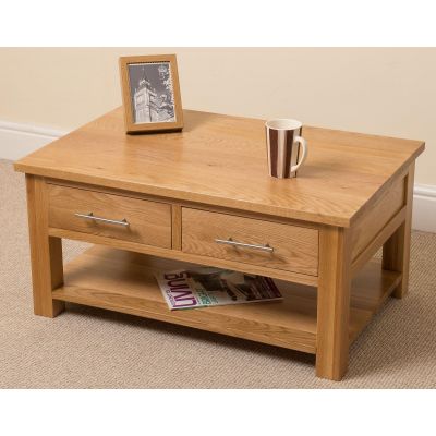 Oslo Solid Oak Coffee Table | 2 Drawer