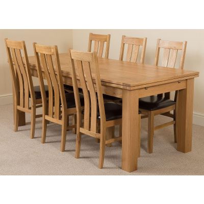 Richmond Large Oak Extending Dining Table with 6 Princeton Oak Dining Chairs
