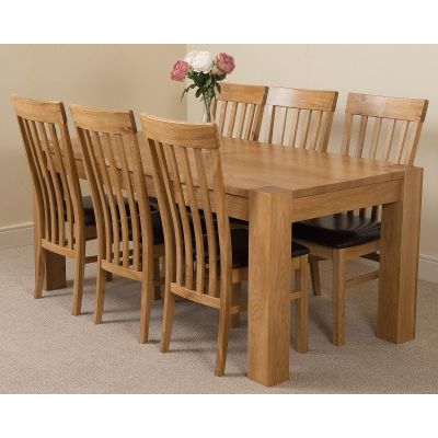 Kuba Large Oak Dining Table with 6 Harvard Oak Chairs