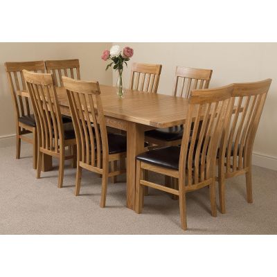 Seattle Oak Extending Dining Table and 8 Harvard Oak Dining Chairs