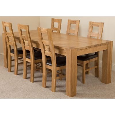 Kuba Extra Large Oak Dining Table with 6 Yale Oak Chairs