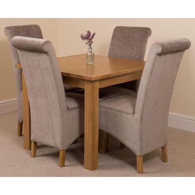 Oslo 90 x 90cm Small Square Oak Dining Set with 4 Montana Grey Fabric Chairs