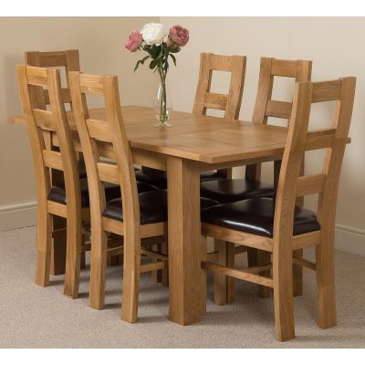 Hampton Small Oak Extending Dining Table with 6 Yale Oak Chairs